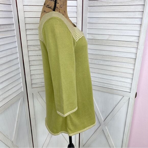 Banana Republic Factory Striped Square Neck Sweater Olive Green Small - Picture 3 of 11